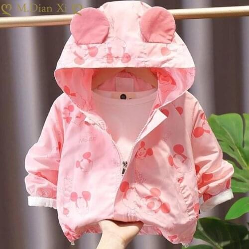Disney Mickey Girl Boy Children Sun Protection Clothing Summer Baby Skin Clothes Boys Cardigan Jacket Summer Outertwear