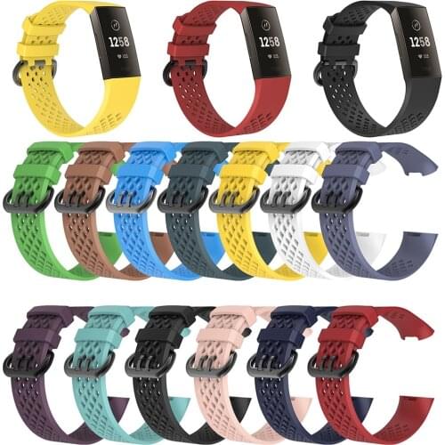 Breathable Waterproof Replacement Watch Strap for Fitbit Charge 3 / Charge 4 Silicone Sport Band Wristband Large Small
