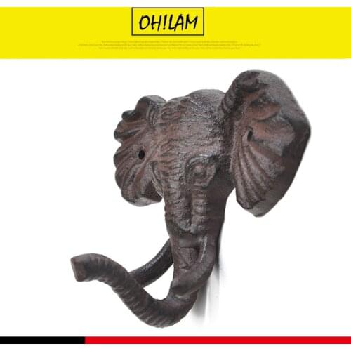Elephant Head Single Wall Hook/Hanger Animal Shaped Coat Hat Hook Coat Hook Hat Hook Vintage Wrought Iron Rustic Decorative Gift