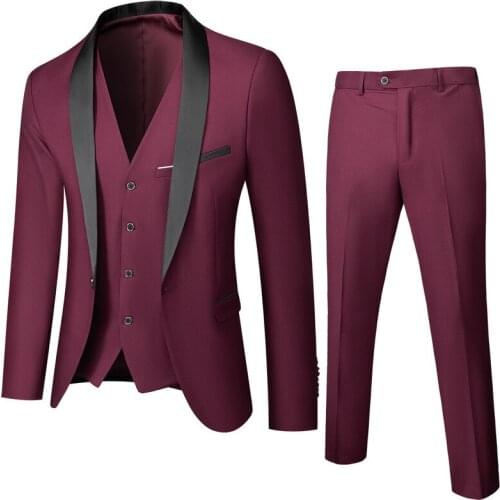 Wedding Eveing Dress 3 Pieces Jacket+Pants+Vest Men Suit Set Slim Fit Tuxedo Male Blazer Customized British Style Bride Clothing