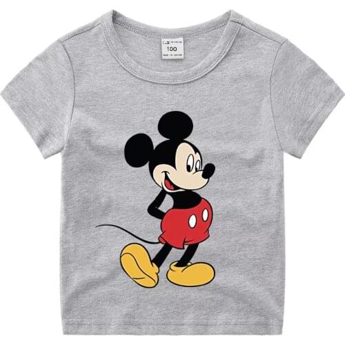 Summer New Boy Clothes Cartoon Mickey Mouse T Shirts 100% Cotton Kids Girl Tee Top Casual Children Clothing For 2-12 Years