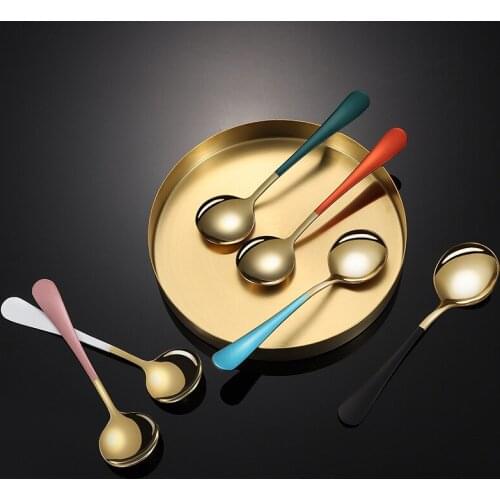 Stainless steel round head Western spoon childrens ice cream dessert spoon birds nest gift spoons