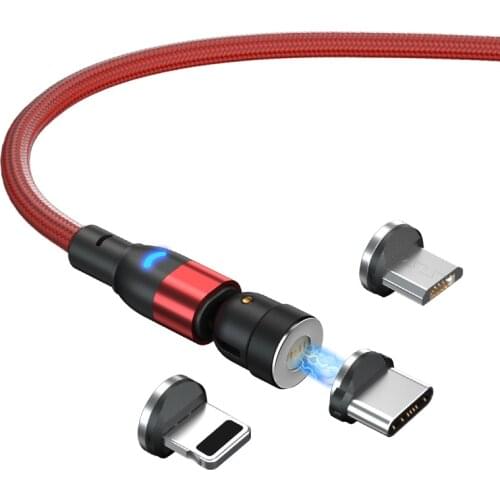 ZUIDID 540 Degrees Rotate Magnetic Cable 3A Fast Charging Micro USB Type C Cable For iPhone Xiaomi Magnet Charging Data Wire