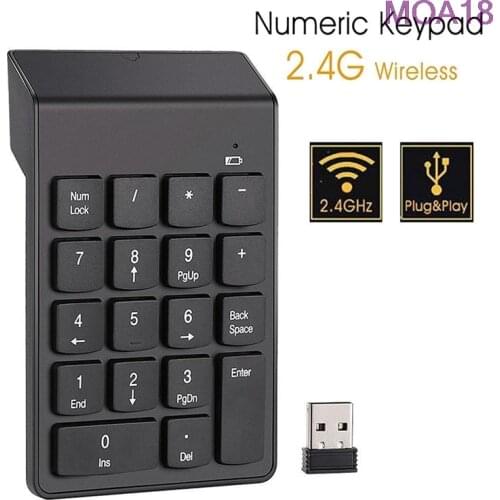 Mini Keyboard USB Numeric Keypad Numpad 18 Keys Wireless Number Numeric Keyboard for Computer Laptop 2.4GHz Wireless Keyboards