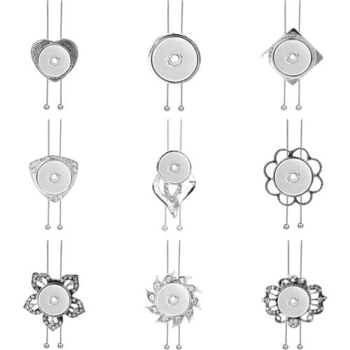Fashion Snap Jewelry Tassel Sweater Chain Snake Chain Necklaces 18mm Snap Button Necklace for Women Girls DIY Accessories