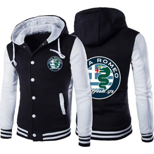 Autumn Spring 2021 Mens Alfa Romeo Logo Design Hoodies Hip Hop Jackets Unisex Baseball Uniform Coat Sport Cotton Sweatshirts