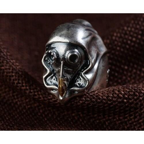 925 sterling Silver thai Mens punk machinist Skull Bike VINTAGE punk ring Jewelry A2570
