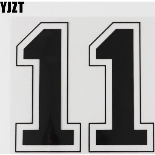 YJZT 13CM*12.2CM Sports Basketball Number 11 Decal Car Sticker Vinyl Black/Silver Letters Windshield Decor Stickers13D-0277