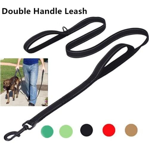 New Double Handles Dog Leash Nylon Rope Reflective Dog Pet Leash Lead Puppy Medium Large Dogs Safety Protect Dog Pet Supply