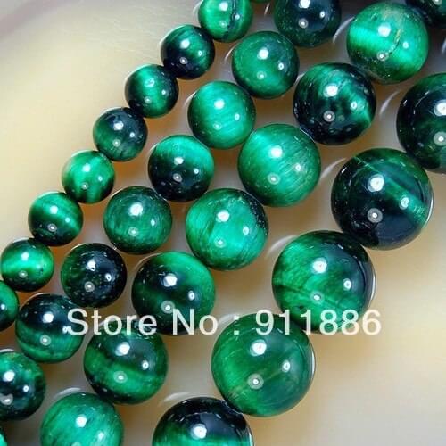 Wholesale Natural Stone Round Shape (10 Pcs/Lot) 12mm 10mm 8mm 6mm Green Color Tiger Eye Loose Beads Findings For Jewelry Making