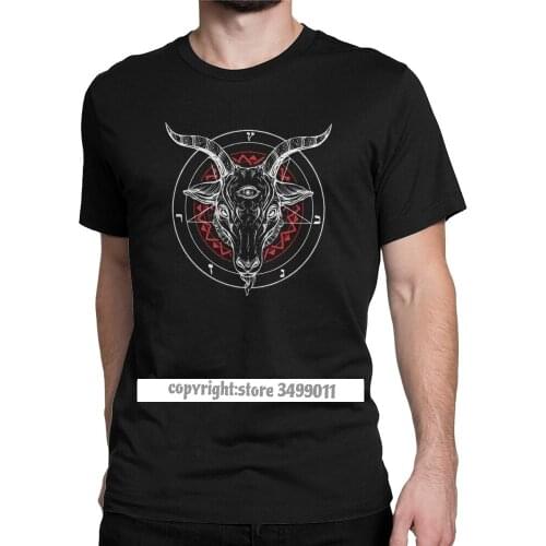 Satanic Goat Baphomet Tshirt Lucifer Novelty Designe Mens Tees Casual Tee Shirt Cotton Sweatshirt