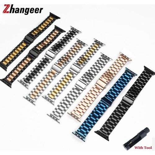 Fashion Vacuum Plating Stainless Steel Watchband For Apple Watch 6 SE 2/3/4/5 Multicolor Strap For Iwatch Folding Buckle 38 42mm
