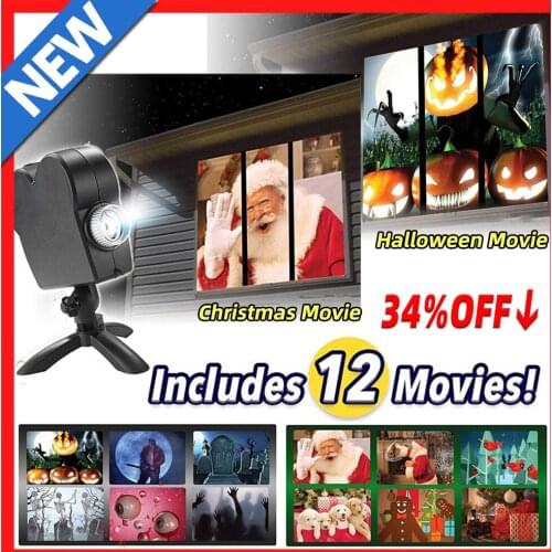 Christmas Halloween Window Projector Led Flood Light Projection Lamp Display Laser DJ Stage Lamp Party Lights Wonderland Disco