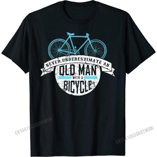 Mens Never Underestimate An Old Man With A Bicycle Shirt Gift Casual Top New Coming Cotton Mens Tops & Tees Simple Style