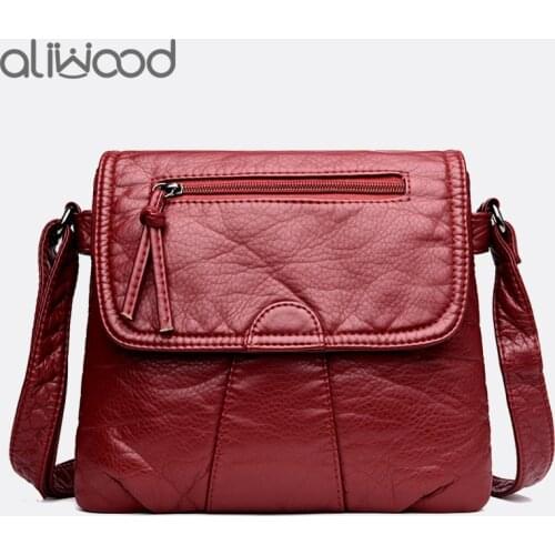 Aliwood Trendy Simple Womens bag Soft Leather Shoulder bags Female Crossbody bags Handbags Elegant Lady Diagonal Package Purse