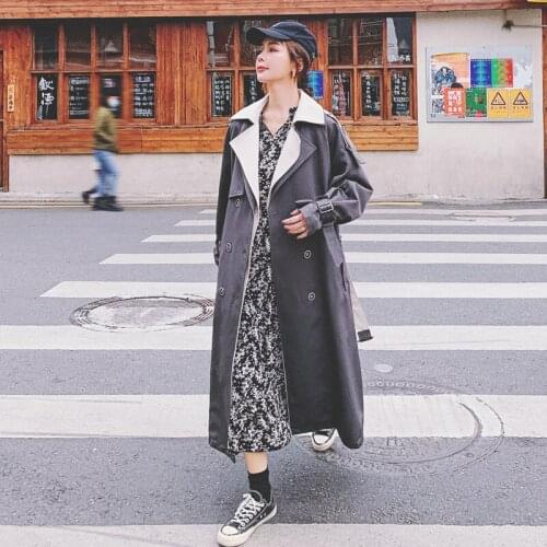 Brand New Vogue Double-Breasted Long Women Trench Coat Grey with Belt Spring Autumn Fall Outerwear Lady Duster Coat for Female