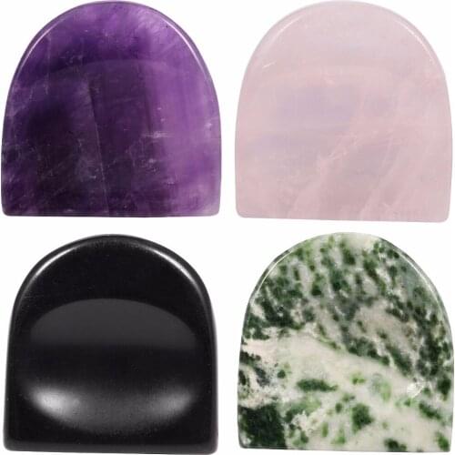 TUMBEELLUWA Crystal Semicircle Thumb Worry Stone Pocket Palm Stone for Anxiety,Healing Reiki Chakra
