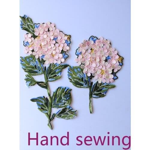 1PCS Embroidered 3D Flowers Sew On Patches Hydrangea Lace Ribbon Edge DIY Trimmings Patch Applique For Craft Wedding Bridal