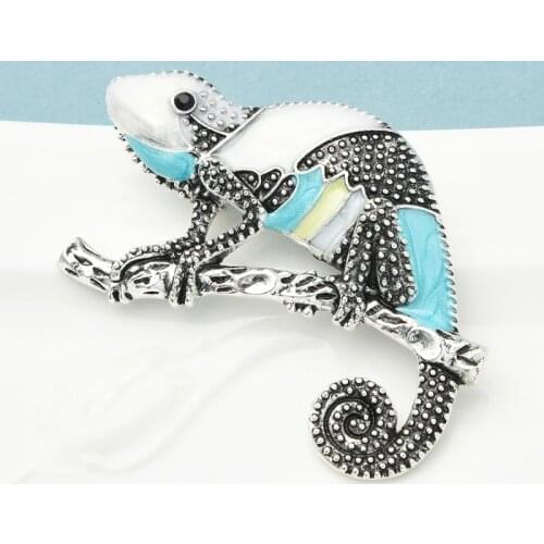 Wuli&baby Enamel Lizard Brooches Women For Women Unisex Animal Party Office Brooch Pins Gifts