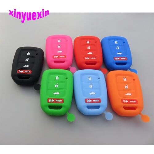 Xinyuexin Silicone Car Key Cover Case For Honda ACCORD CITY CIVIC CRV JAZZ HR-V HRV Vezel Remote Key 3+1 4 Buttons Car-Stying