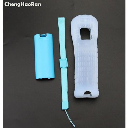 ChengHaoRan Protective Silicone Cover Case Battery Back Door Shell Hand Strap Kit Replacement for Nintendo WII Remote Controller