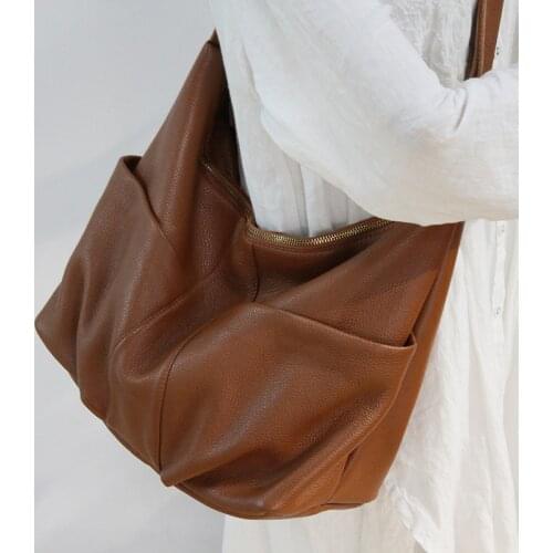 2021 first layer leather messenger bag Women tote bag new Korean version of large bag Women large capacity casual shoulder bags
