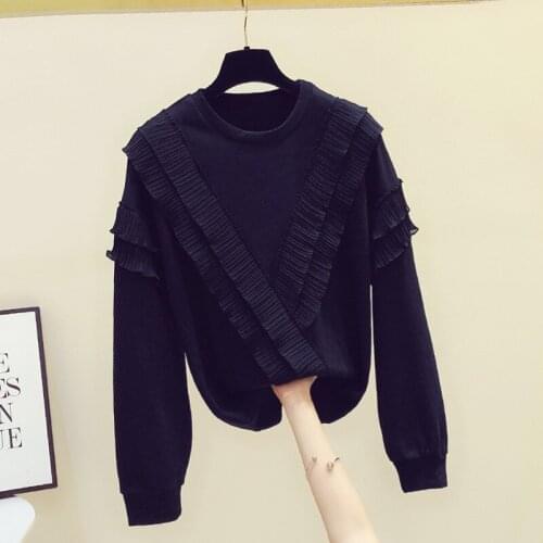 Ruffle Stitching Hoodies Women 2020 Autumn New Girls All-match Shirt Korean Loose Hoodie Long-Sleeved Coat Casual Sweatshirt