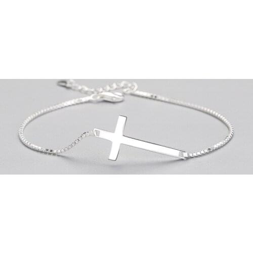 MloveAcc Punk Genuine 925 Sterling Silver Cross Bracelets for Women Birthday Party Box Chain Exquisite Fashion Jewelry Summer