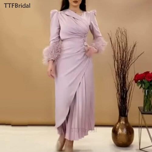 New Arrival Feather Pleat Evening Dresses Robe Longue Prom Dress платье 2021 Vestidos Dubai Saudi платье Платья Party Dress Robe