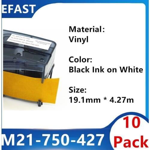 10 Pack bmp21 M21 750 427 Vinyl maker Label Ribbon Black On White BMP21 PLUS Printer Cable Wire Marking Labs Fiber Label Tape