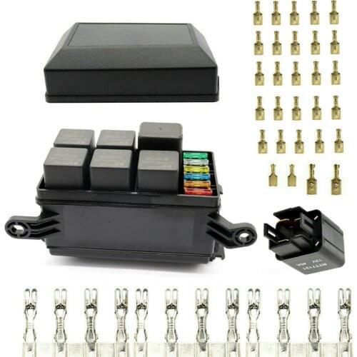 12V 6 Way Fuse Box Holder Relay With 6 Relays Universal Car Truck ATC/ATO Fuse Holder For Dropshipping In Stock Fast Delivery