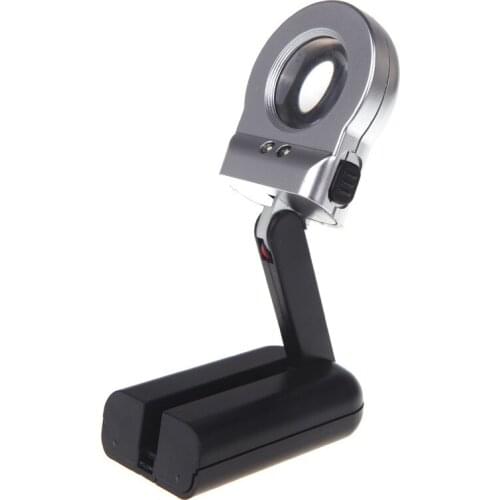 16x 30mm LED Illuminated Magnifier Magnifying Glass Loupe Folding Stand Handheld Portable Pocket
