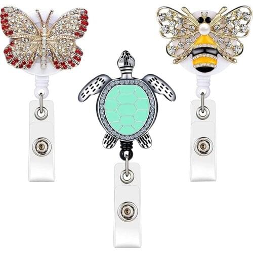 3 Pieces Retractable Badge Reel Cute Animal ID Badge Holder with Alligator Clip Decorative Badge Reel for Nurse Teacher