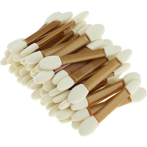 50Pcs Disposable Double Ended Sponge Tip Applicator Oval Brushes Eye Shadow Applicator Tool Gold