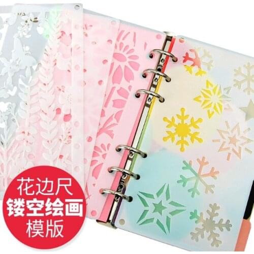 6pcs diy album graffiti doodle drawing template ruler A6 loose-leaf page paper hollow ruler