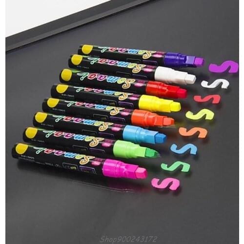 8 Colors Highlighter Fluorescent Liquid Chalk Marker Neon Pen For LED Writing Board Blackboard Glass Painting Graffiti Jy30 20
