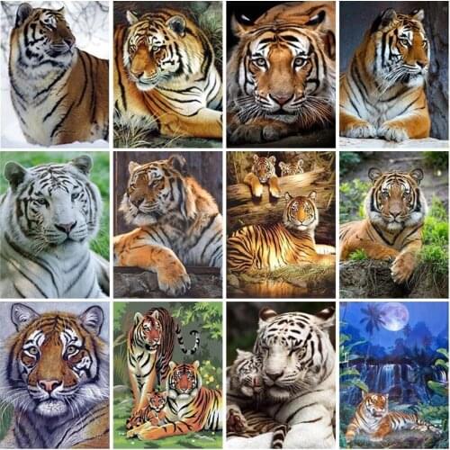 5D DIY Diamond Painting Animal Rhinestone Tiger Diamond Embroidery Wall Art Picture Mosaic Home Decoration Handmade Gift Kit