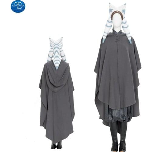 Ahsoka Tano Cosplay Costume Women Halloween Outfit Cloak Fancy Hat Custom Made