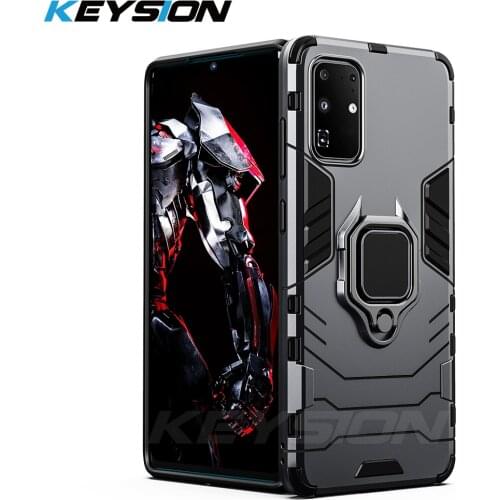 KEYSION Shockproof Armor Case for Samsung S20 Ultra S10+ Note 10 Plus Ring Phone Back Cover for Galaxy A51 A71 A81 A50 M60S M40S