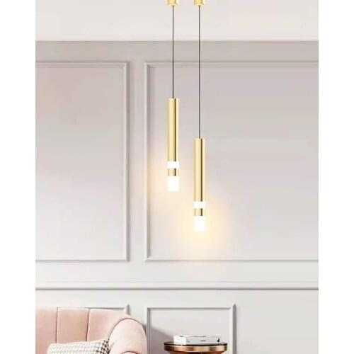 Single head cylindrical LED chandelier aluminum + acrylic fashion style restaurant cashier counter hotel coffee shop, etc