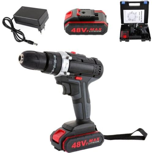 48VF Double Speed Electric Drill Wireless Impact Drill Cordless Screwdriver Wireless Power Tool with Battery Power Tool