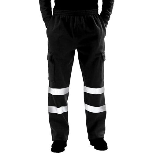 Joggers Men Pockets Striped Patchwork Pants Casual Retro Trousers Road Work Straight Baggy Pants Warm Winter Mens Fashion