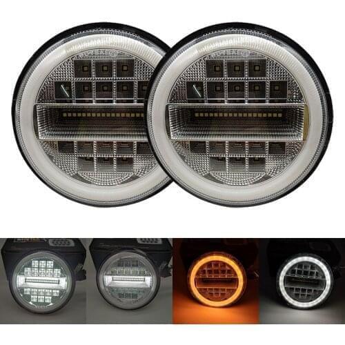 2x White DRL Motorcycle High Low Beam Projector LED Headlight 5.75 Inch for Iron 883 Sportster Dyna Triple Wide Glide Low Rider