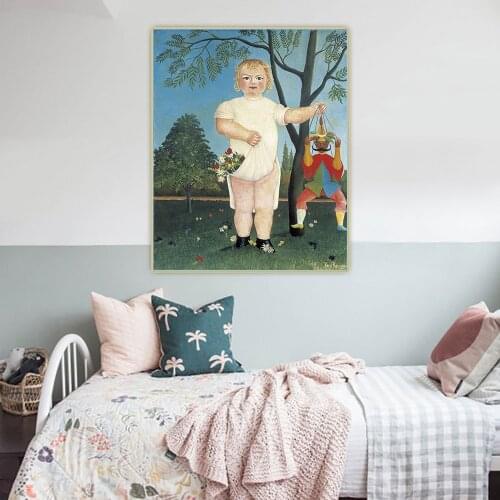 Citon Henri Rousseau《Child with a Puppet》Canvas Art Oil Painting Artwork Poster Picture Wall Background Decor Home Decoration