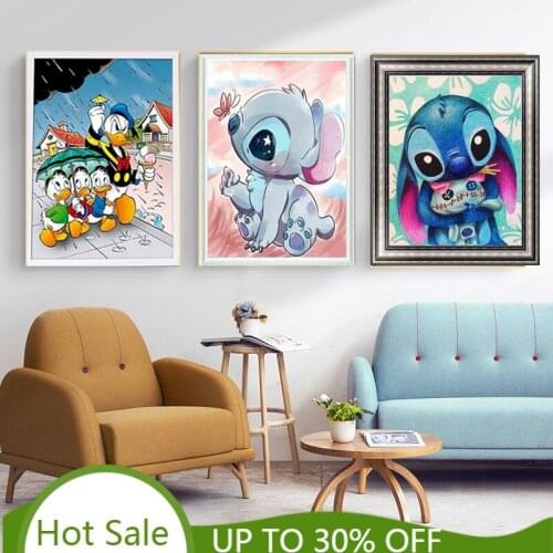 Donald Duck & Lilo & Stitch Canva Painting Disney Posters Abstract Prints Cute Wall Art Pictures for Kids Living Room Home Decor