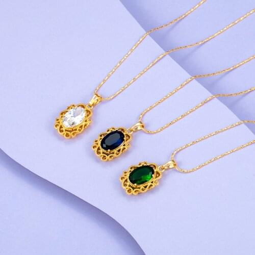 Fashion 24k Gold Zircon YMS Jewelry 2021 Trend Europe America Necklace For Women Copper Alloy Geometry Chain Pendant N355