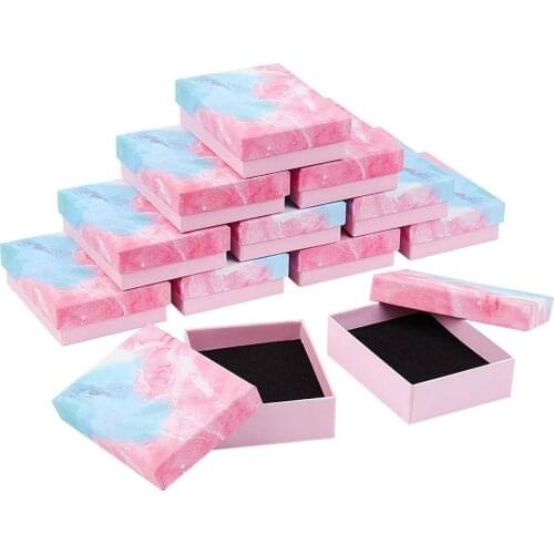 18~24pcs Colorful Kraft Jewelry Box Gift Cardboard Boxes for Ring Necklace Earring jewelry Packaging Box with Sponge Inside