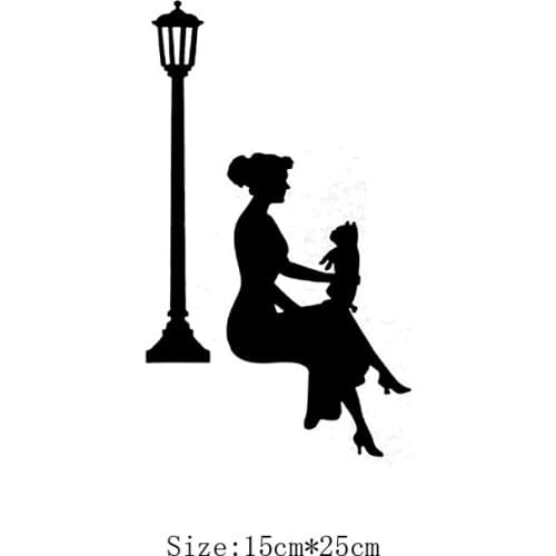 KUCADA women and dog switch panel sticker for wall decoration mural art decal diy wall sticker wallpaper black WP1464