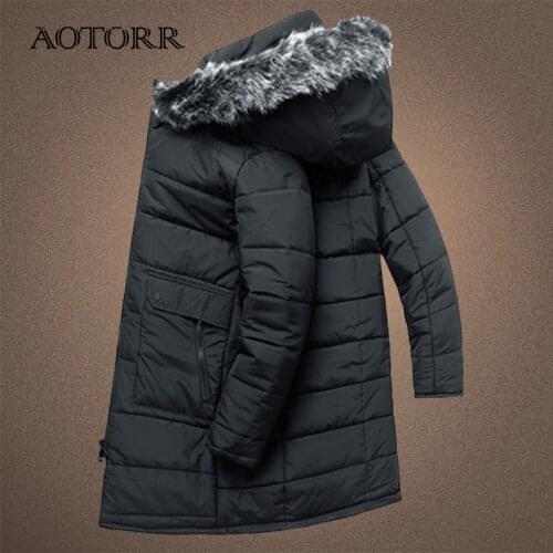 Thicken Mens Parkas Winter Outdoor Waterproof Jacket Men Cotton Padded Medium-Long Mens Thick Jackets Artificial Fur Hat 4XL