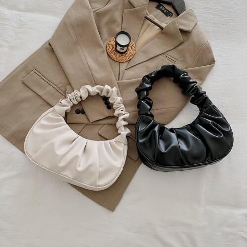 Soft Casual Armpit Bags Leather Portable Travel Pure Color Women Small Handbag Fashion Exquisite Shopping Bag